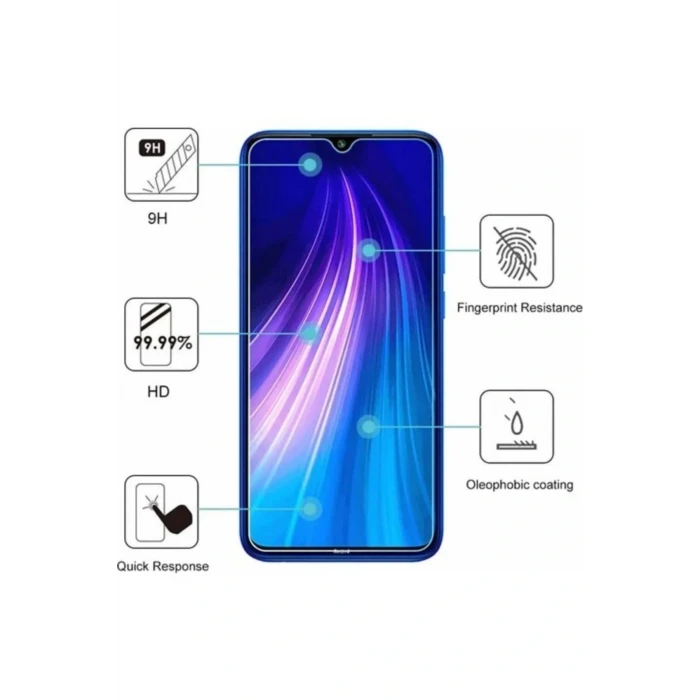 İEG® Xiaomi Redmi Note 8 Uyumlu Premium Ekran Koruyucu 9h Sert Temperli Kırılmaz Cam Koruma Şeffaf