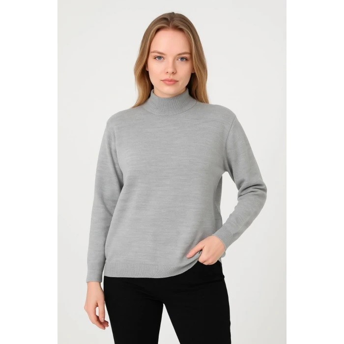 ieg™      Yarım Boğaz Triko Kazak  at Regular kalıp - Gri