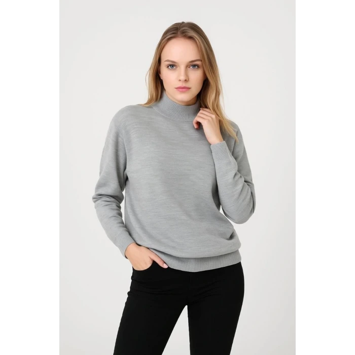 ieg™      Yarım Boğaz Triko Kazak  at Regular kalıp - Gri