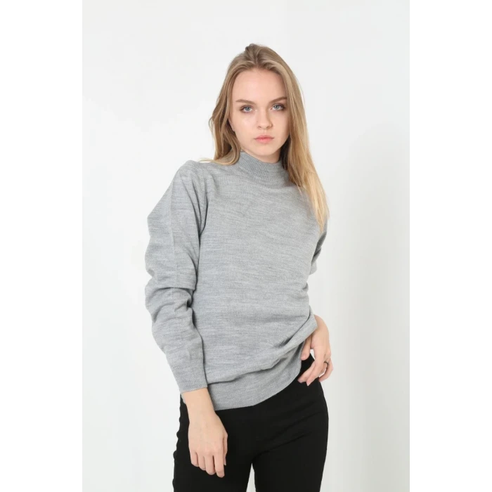 ieg™      Yarım Boğaz Triko Kazak  at Regular kalıp - Gri