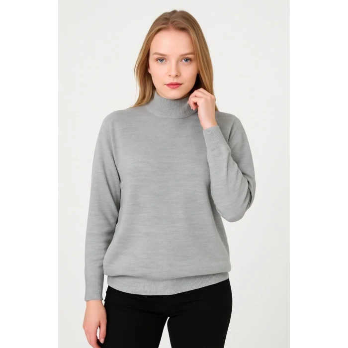 ieg™      Yarım Boğaz Triko Kazak  at Regular kalıp - Gri