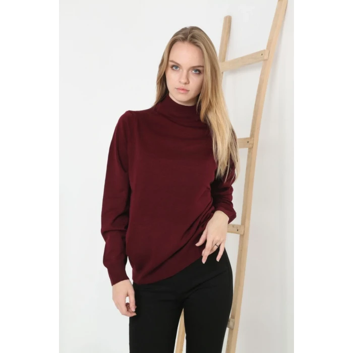 ieg™      Yarım Boğaz Triko Kazak- Bordo