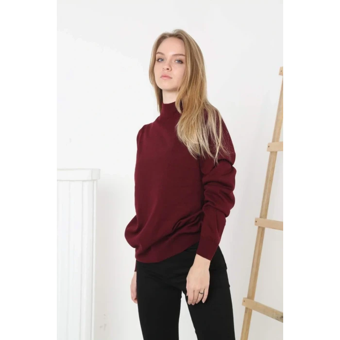 ieg™      Yarım Boğaz Triko Kazak- Bordo