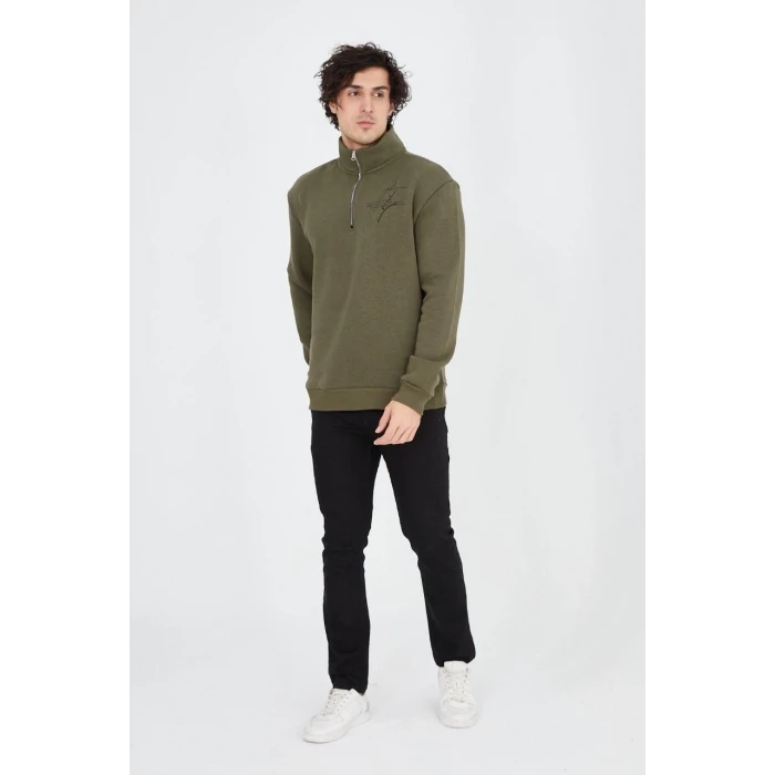 ieg™      Yarım Fermuarlı Baskılı Sweat - Yeşil -