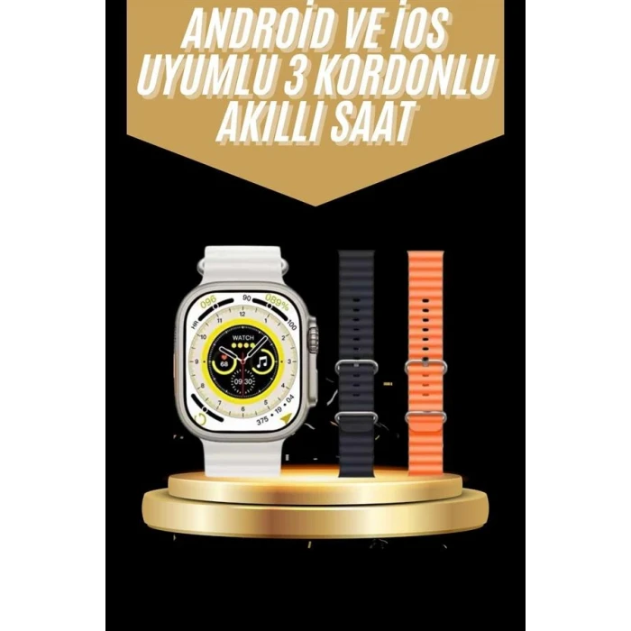 ieg™ Yeni Nesil 3 Kordonlu Kol Saati 49 Mm Amoled Ekran Akıllı Saat