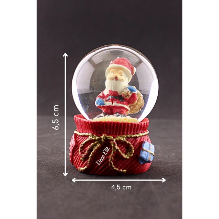 ieg ™ Yeni Yıl Hediye Torbalı Noel Baba Temalı Mini Boy Kar Küresi 6,5 cm