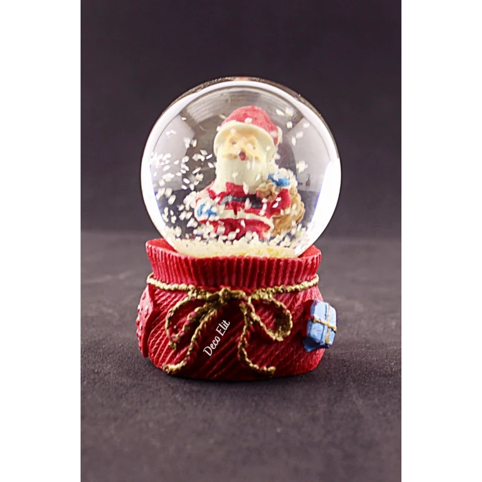 ieg ™ Yeni Yıl Hediye Torbalı Noel Baba Temalı Mini Boy Kar Küresi 6,5 cm