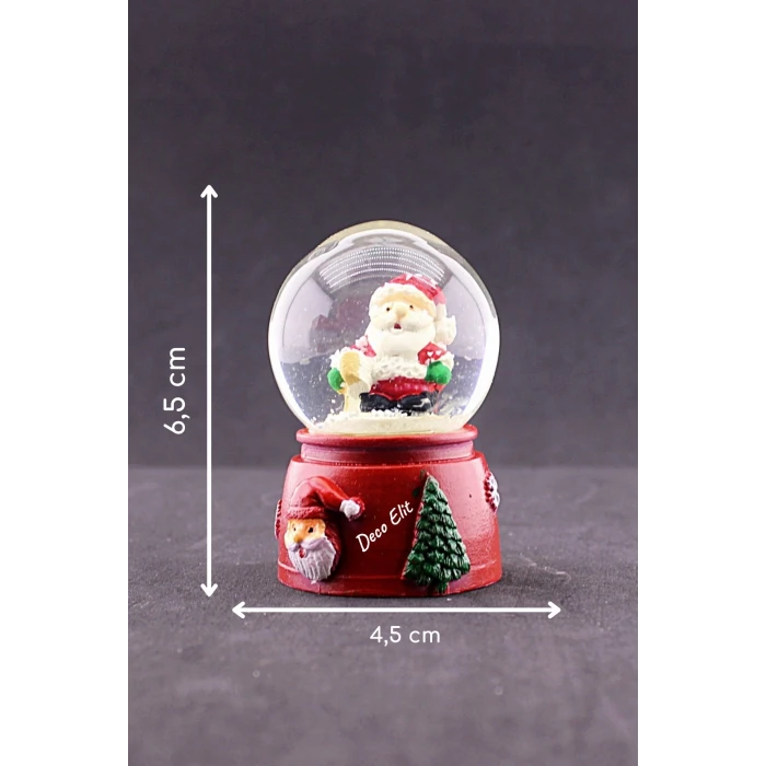 ieg ™ Yeni Yıl Noel Baba Temalı Mini Boy Işıklı Kar Küresi 6,5 cm A