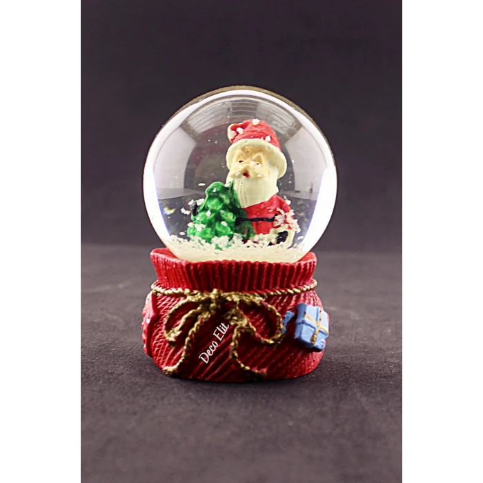 ieg ™ Yeni Yıl Noel Baba ve Çam Ağacı Temalı Mini Boy Kar Küresi 6,5 cm