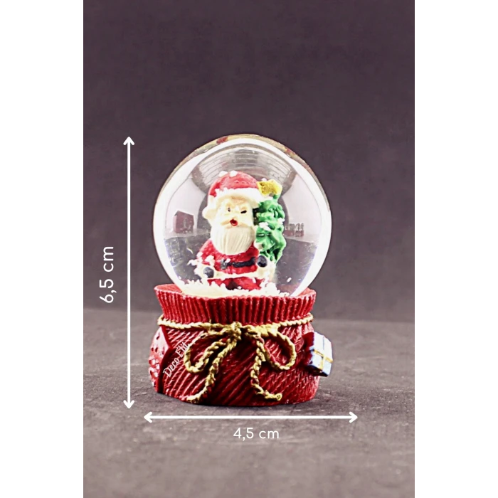 ieg ™ Yılbaşı 2023 Noel Baba ve Çam Ağacı Mini Boy Kar Küresi 6,5 cm