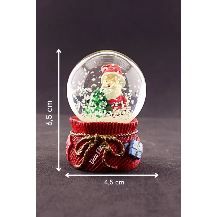 ieg ™ Yılbaşı 2023 Noel Baba ve Çam Ağacı Mini Boy Kar Küresi 6,5 cm