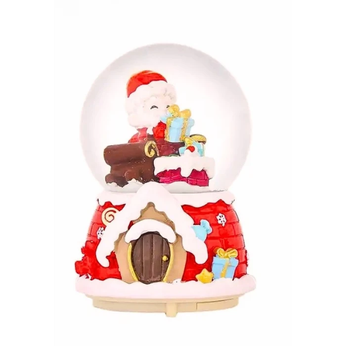 ieg ™ Yılbaşı 2025 Noel Baba Hediyeleri 13 cm Orta Boy Işıklı Müzikli Kar Küresi 59B