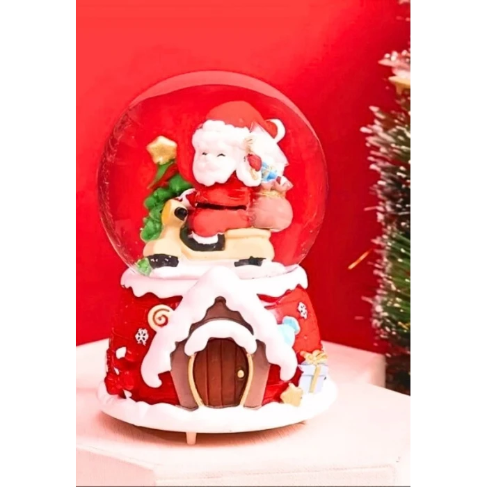 ieg ™ Yılbaşı 2025 Noel Baba Temalı 13 cm Orta Boy Işıklı Müzikli Kar Küresi 59A