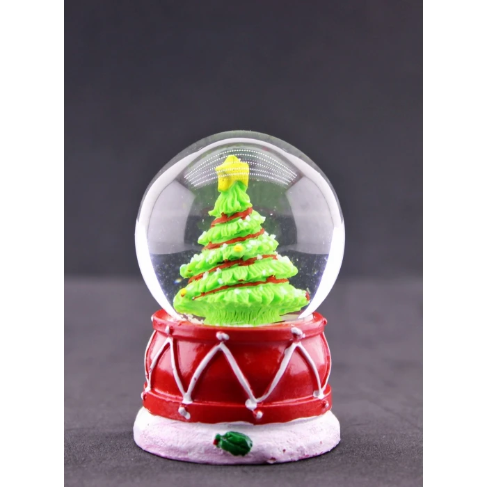 ieg ™  Yılbaşı Süslü Çam Ağacı Temalı Mini Boy Işıklı Kar Küresi 6.5 cm A