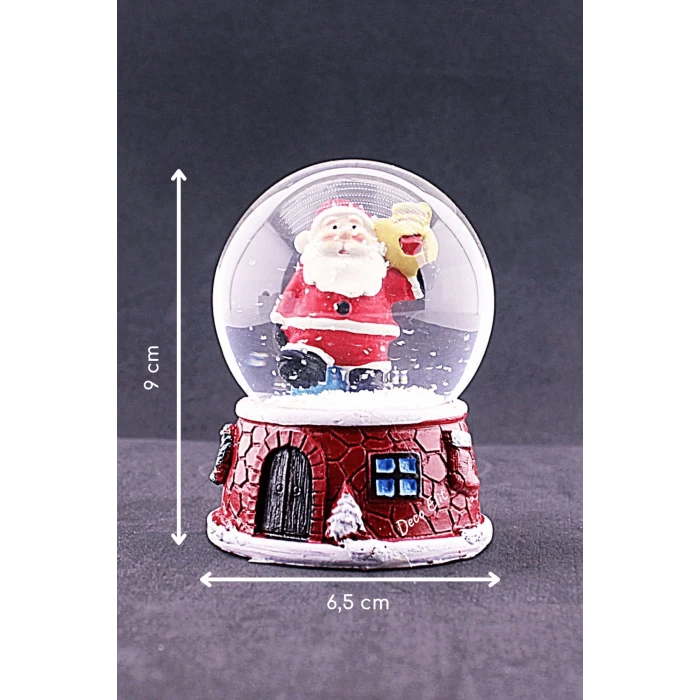 ieg ™ Yılbaşı Yeni Yıl Noel Baba Temalı Orta Boy Işıklı Kar Küresi 9 cm A