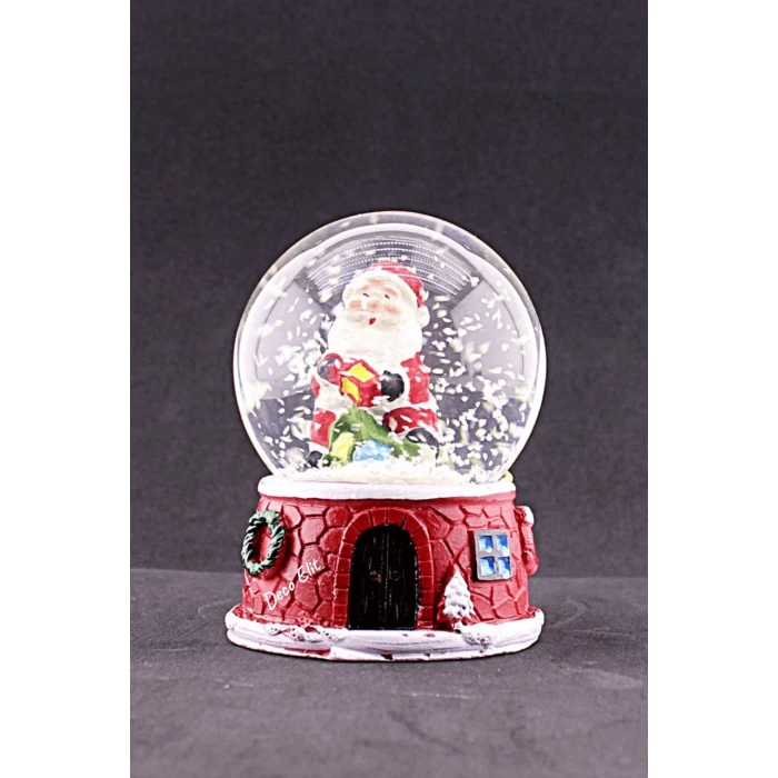 ieg ™ Yılbaşı Yeni Yıl Noel Baba Temalı Orta Boy Işıklı Kar Küresi 9 cm A