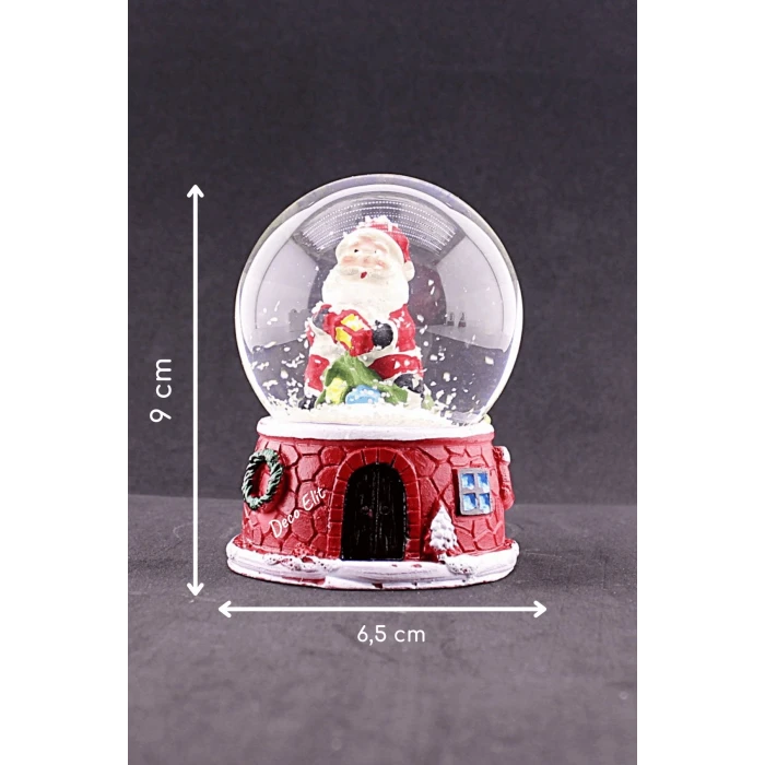 ieg ™ Yılbaşı Yeni Yıl Noel Baba Temalı Orta Boy Işıklı Kar Küresi 9 cm A