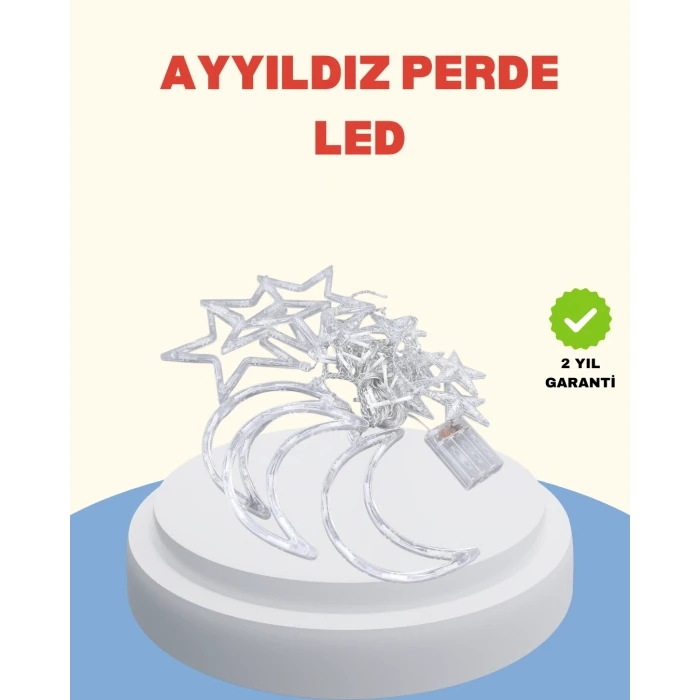 ieg™ Yıldız Ay Tasarımlı Prizli Perde LED Işık İç Mekan Dekoru