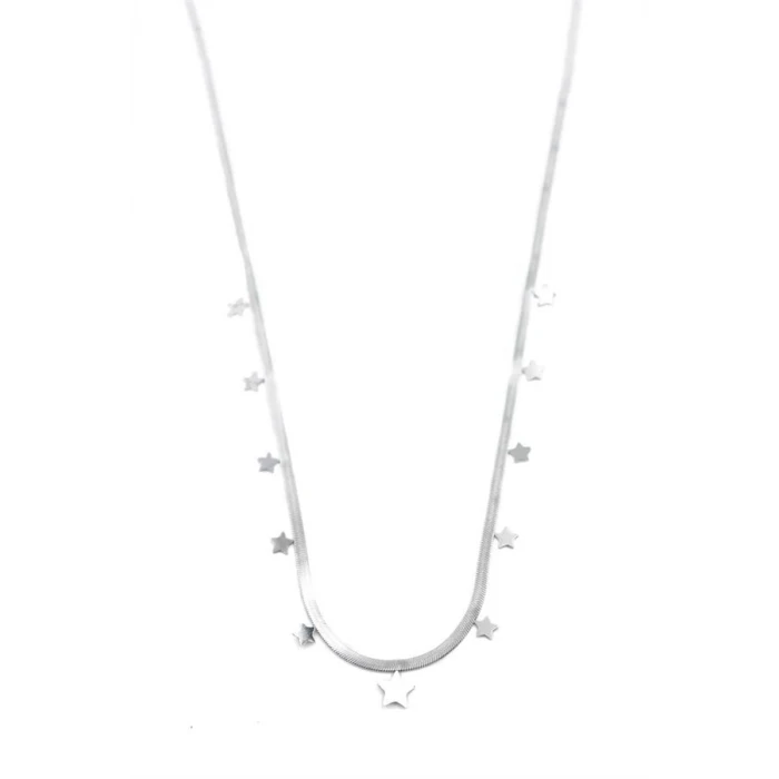 ieg™ Yıldız Ezme Zincir Kolye - 45cm - Gümüş