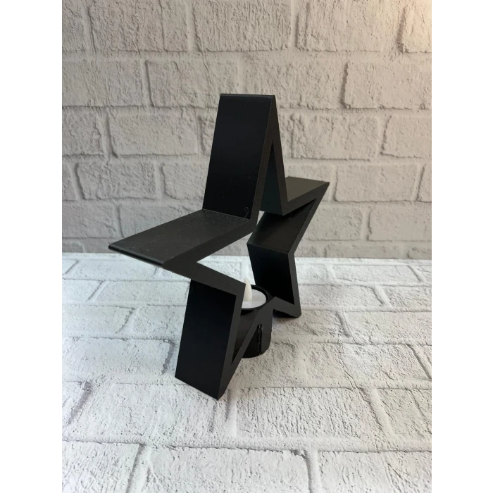 ieg™ Yıldız Mumluk Siyah Modern Salon ve Raf Dekoru