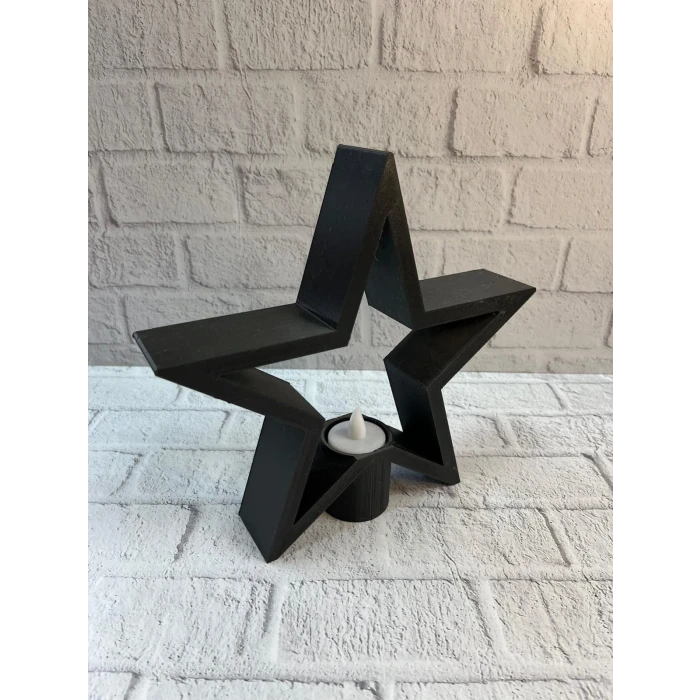 ieg™ Yıldız Mumluk Siyah Modern Salon ve Raf Dekoru