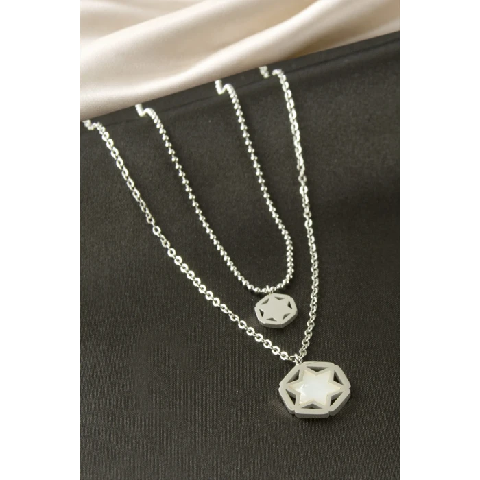 ieg™ Yıldız Sedef Çelik İkili Kolye