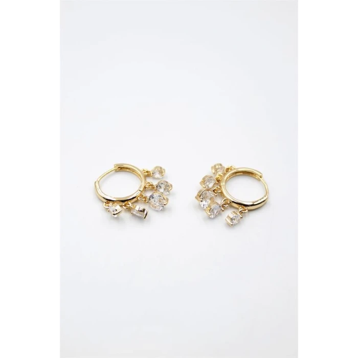 İEG Yuvarlak Taşlı Shakira Küpe - Altın