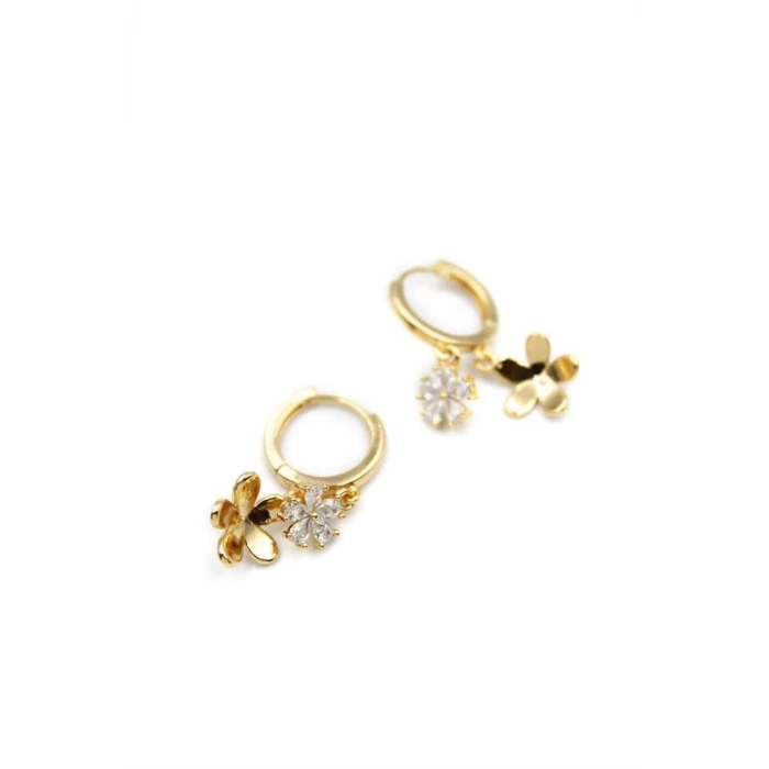 ieg™ Zirkon Taşlı Çiçek Küpe - Altın