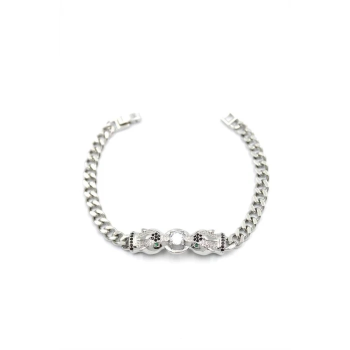 ieg™ Zirkon Taşlı Leopar Bileklik - Gümüş