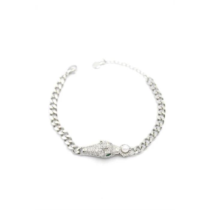 İEG Zirkon Taşlı Leopar Bileklik - Gümüş