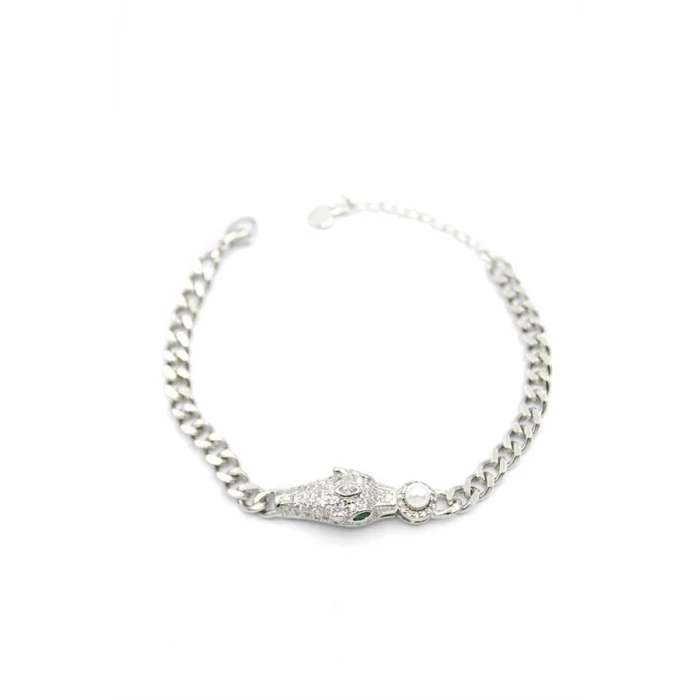 ieg™ Zirkon Taşlı Leopar Bileklik - Gümüş