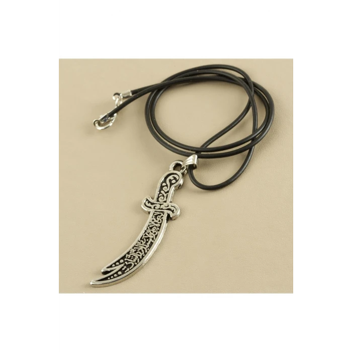 ieg™ Zülfikar Kılıç Metal Vinlex Deri Kolye