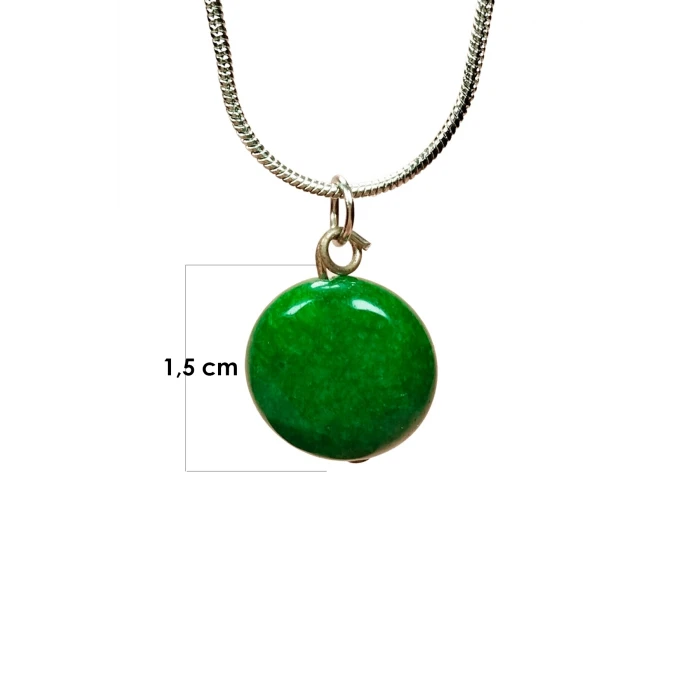 İEG Zümrüt Doğal Taşı Zincirli El Yapımı Kolye Uç: 1,5 cm Zincir: 20 cm Kutulu