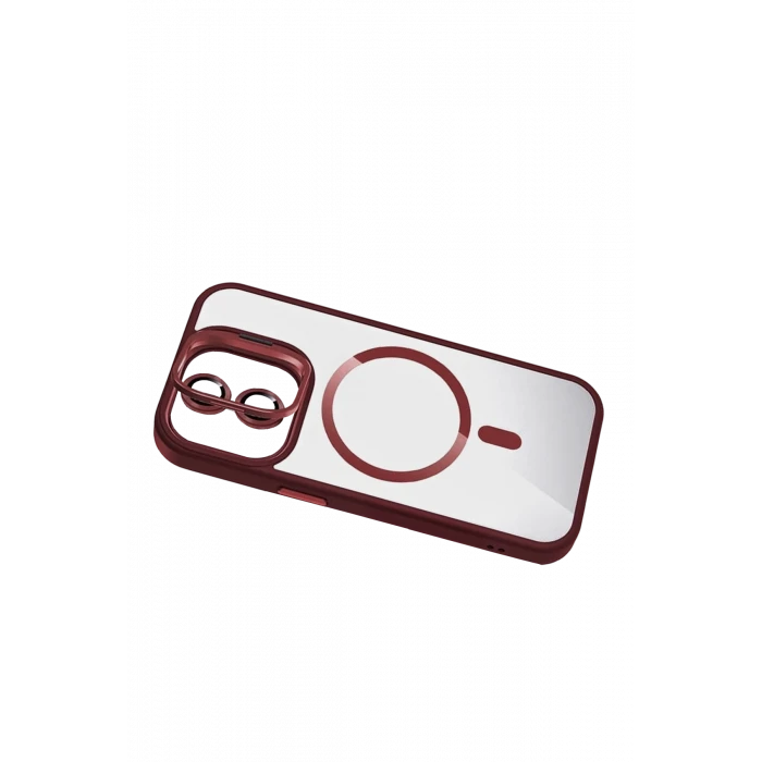 ieg™  Apple iPhone 11 Remim Lensli Magsafe Standlı Kapak - Bordo