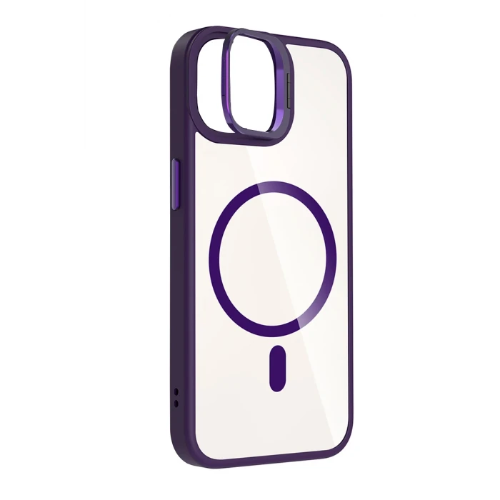 ieg™  Apple iPhone 11 Remim Lensli Magsafe Standlı Kapak - Derin Mor