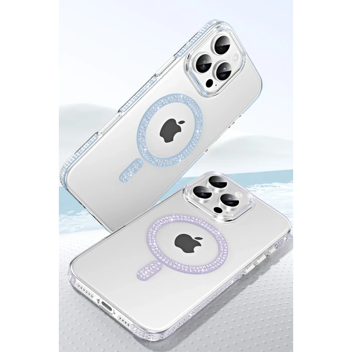 ieg™  Apple iPhone 14 Move Taşlı Magsafe Kapak - Natural Grey