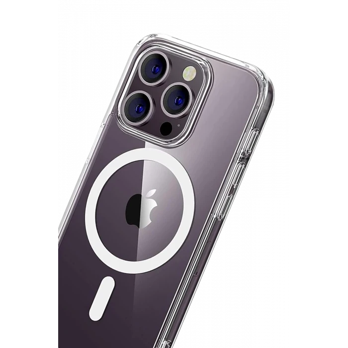 ieg™  Apple iPhone 15 Pro Max Combo Sert Şeffaf Magsafe Kapak - Şeffaf