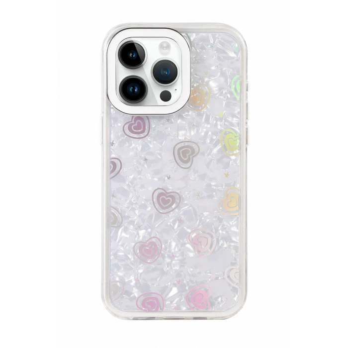 ieg™  Apple iPhone 15 Pro Max Lumi Desenli Kapak - Beyaz