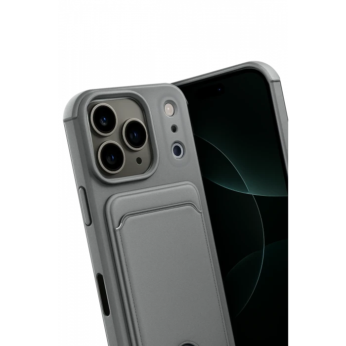 ieg™  Apple iPhone 17 Pro Kelvin Kartvizitli Silikon - Gri