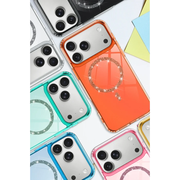 ieg™  Apple iPhone 17 Pro Max Live Diamond Magsafe Kapak - Şeffaf