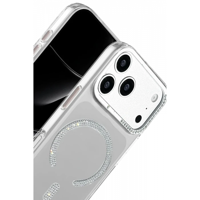 ieg™  Apple iPhone 17 Pro Tash Diamond Magsafe Kapak - Beyaz
