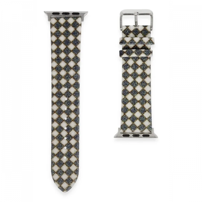 ieg™  Apple Watch 42mm Karo Motif Kordon - Siyah