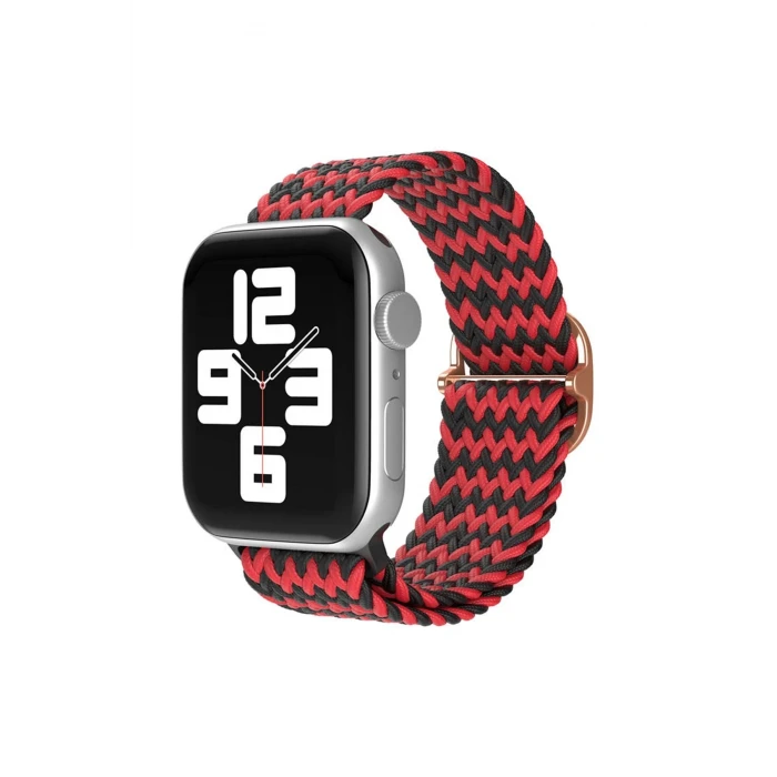 ieg™  Apple Watch 42mm Star Kordon - Zigzag Kırmızı-Siyah