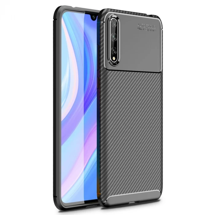 ieg™  Huawei P Smart S Kılıf Auto Focus Karbon Kapak - Siyah