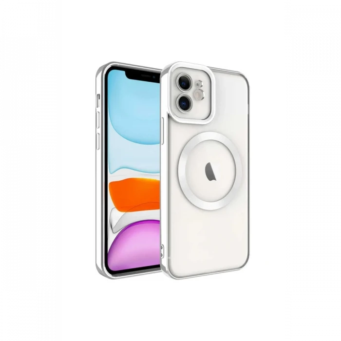 ieg™  iPhone 11 Kılıf Kross Magneticsafe Kapak - Gümüş