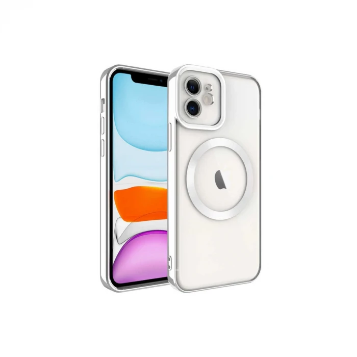 ieg™  iPhone 11 Kılıf Kross Magneticsafe Kapak - Gümüş