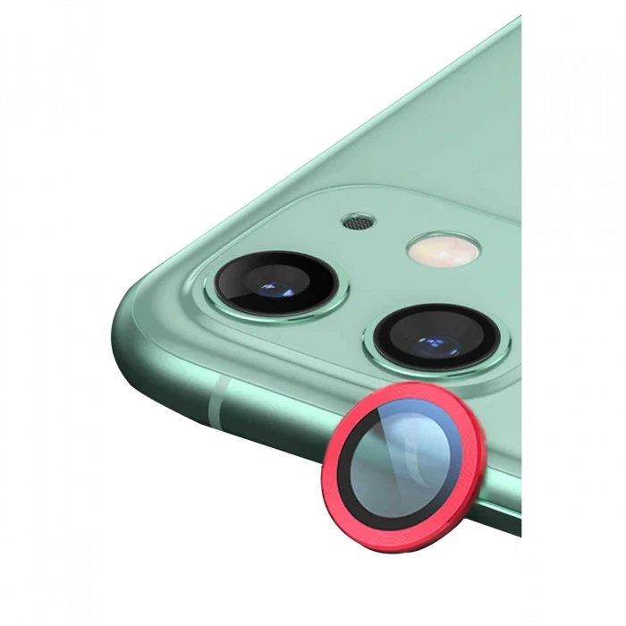ieg™  iPhone 12 Mini Raze Metal Kamera Lens - Kırmızı