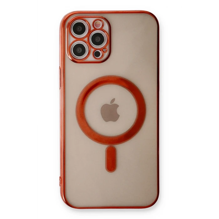 ieg™  iPhone 12 Pro Kılıf Magneticsafe Lazer Silikon - Kırmızı