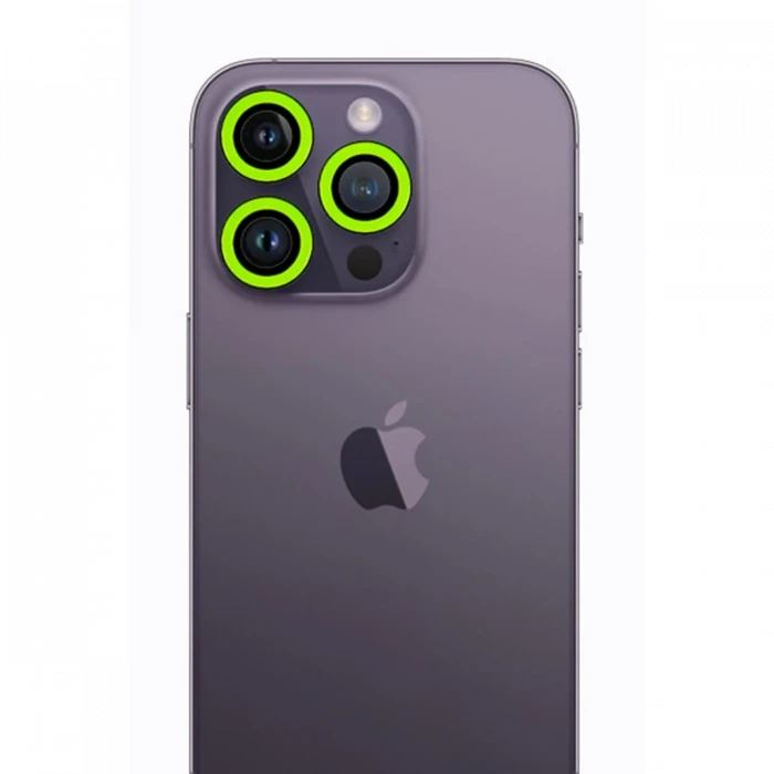 ieg™  iPhone 13 Pro Max Neon Fosforlu Kamera Lens - Yeşil