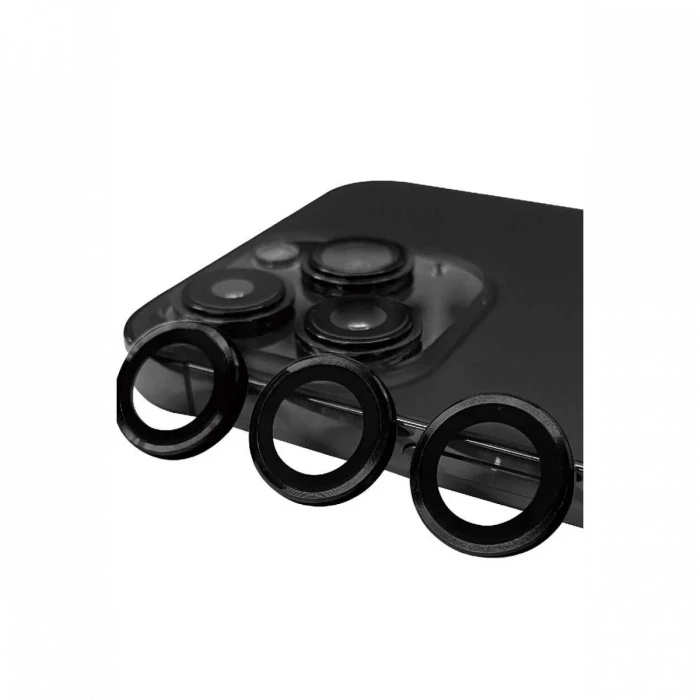 ieg™  iPhone 15 Pro Max Raze Metal Kamera Lens - Siyah